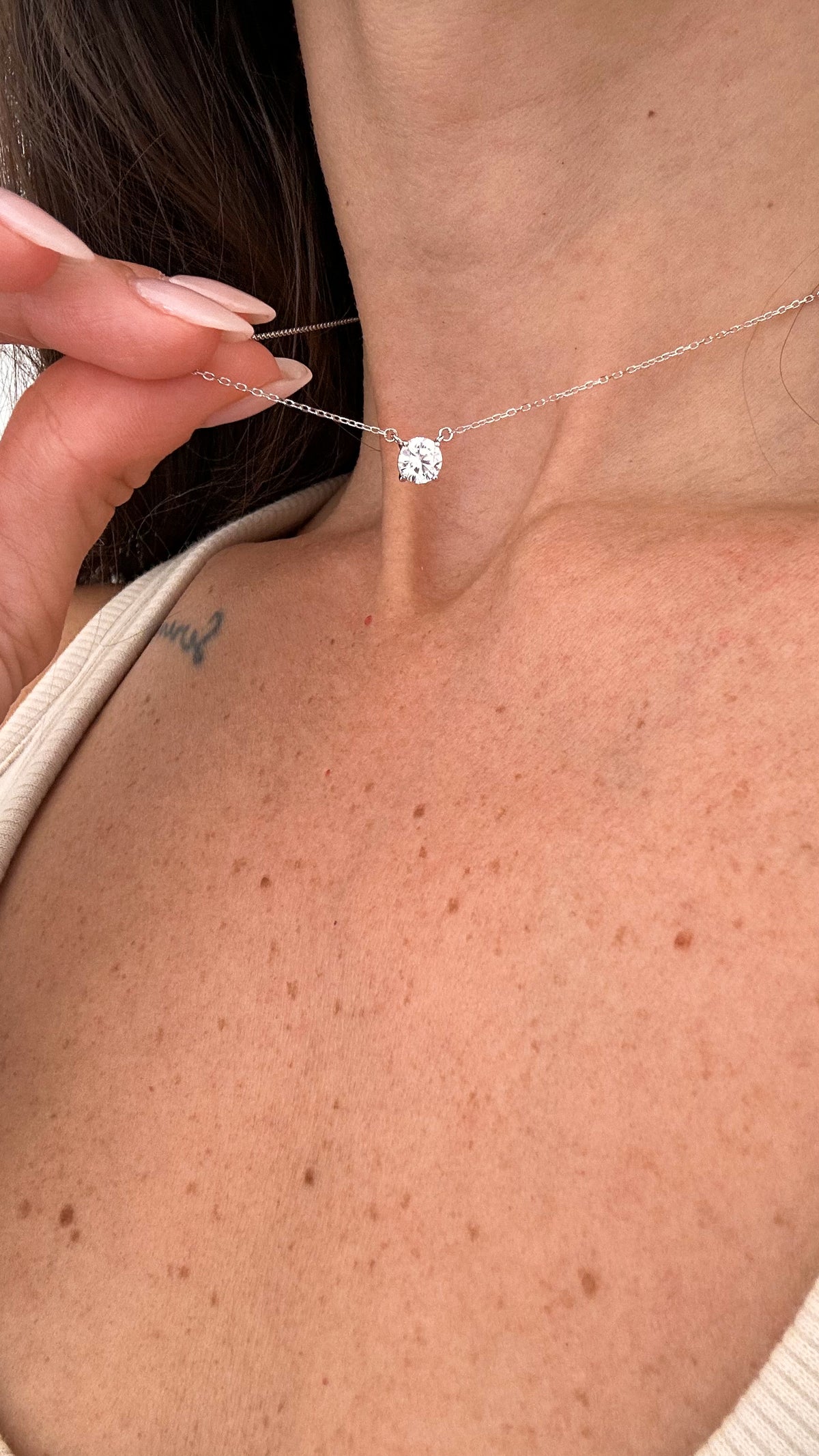 Colar Clair Zircônia Cristal 6mm Prata 925