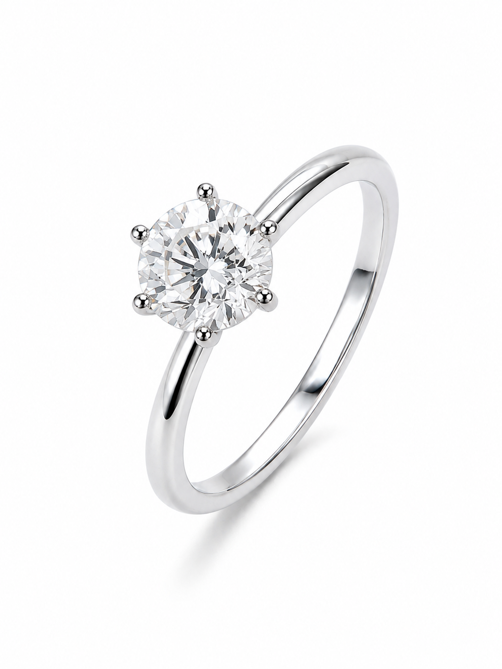 Anel Solitário Moissanite 8mm Prata 925