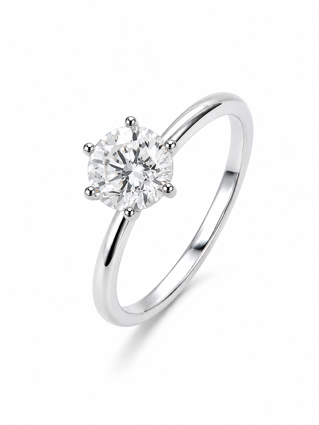 Anel Solitário Moissanite 8mm Prata 925