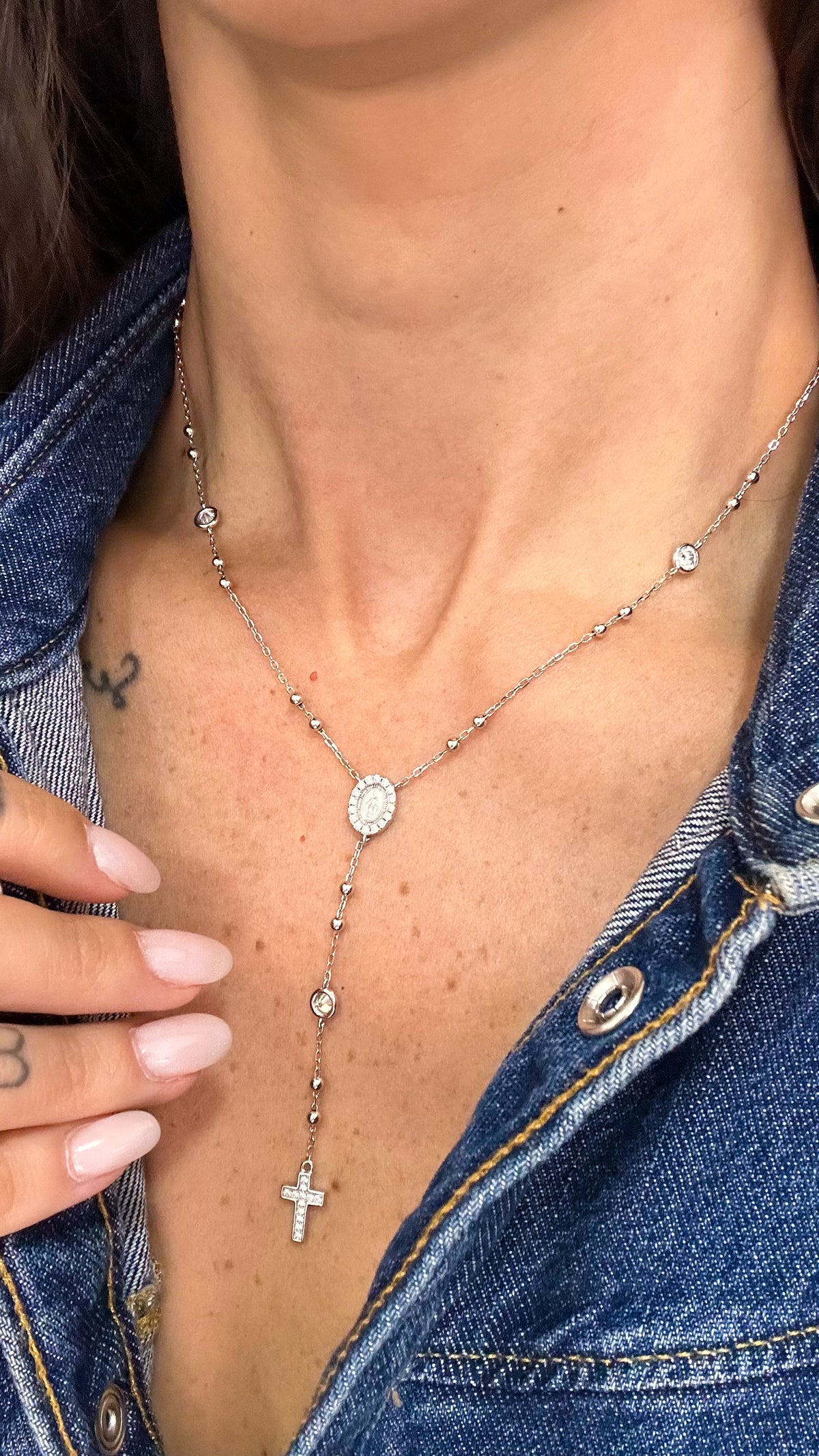 Colar Terço Moissanite Prata 925