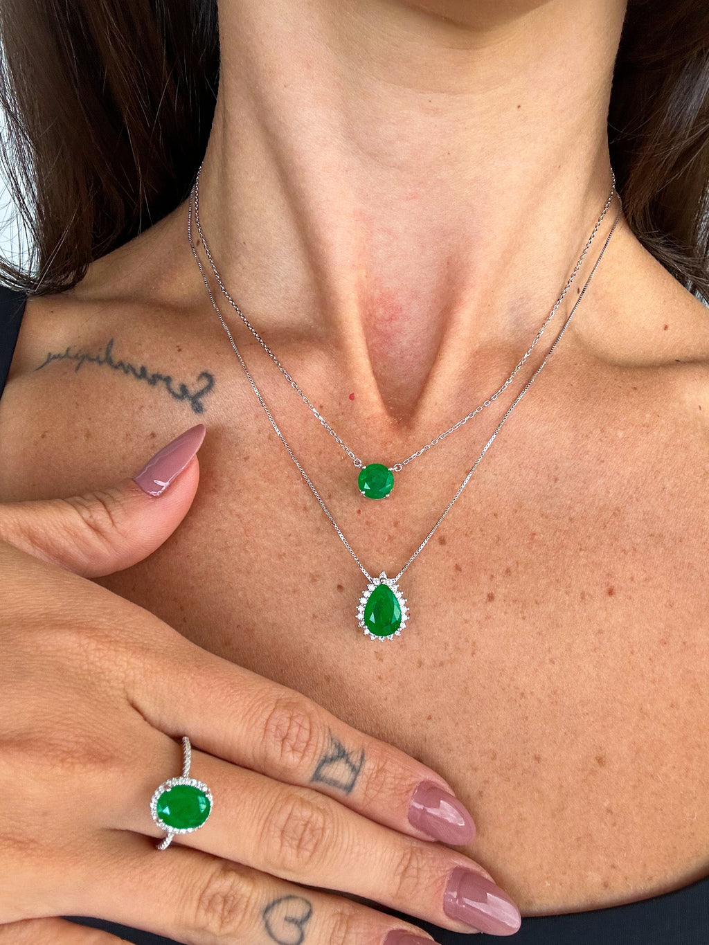 Colar Clair Esmeralda Prata 925