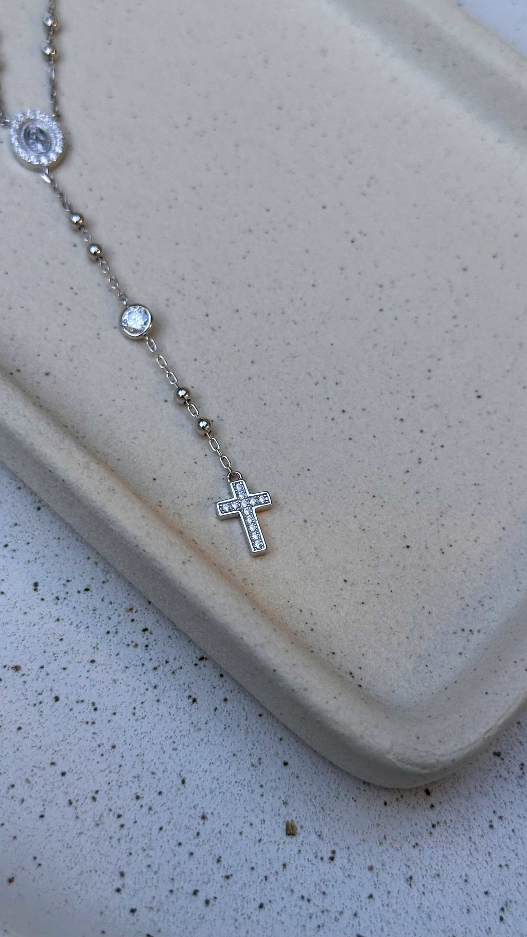 Colar Terço Moissanite Prata 925