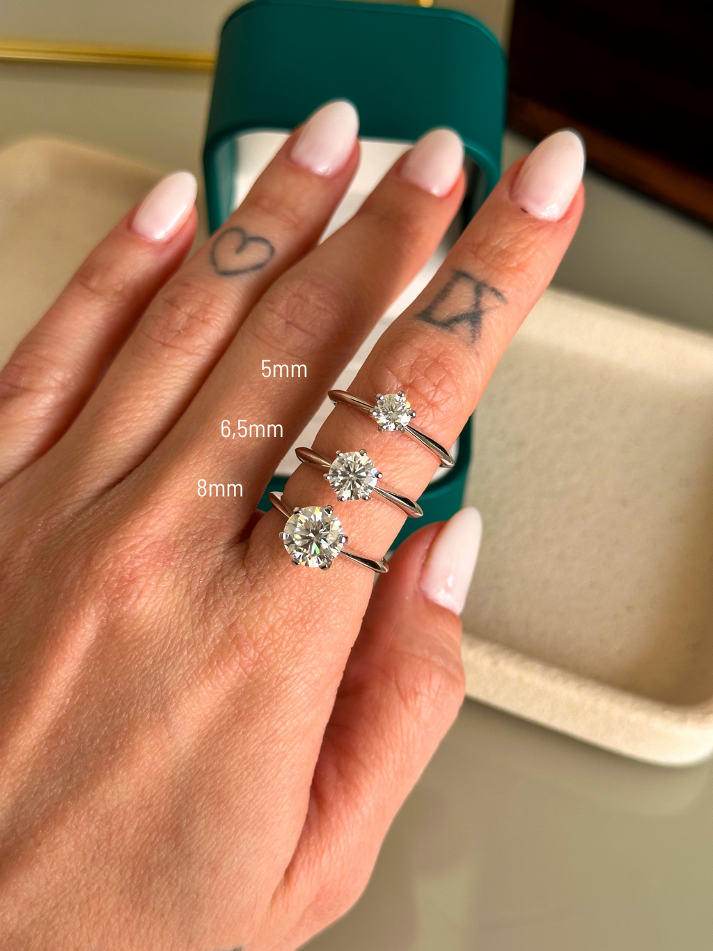 Anel Solitário Moissanite 6,5mm Prata 925