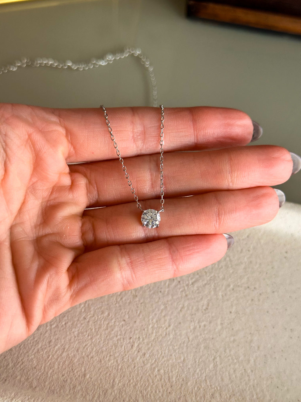 Colar Clair Zircônia Cristal 5mm Prata 925
