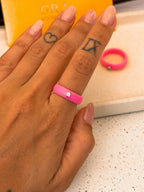 Anel Silicone Pink Moissanite Prata 925