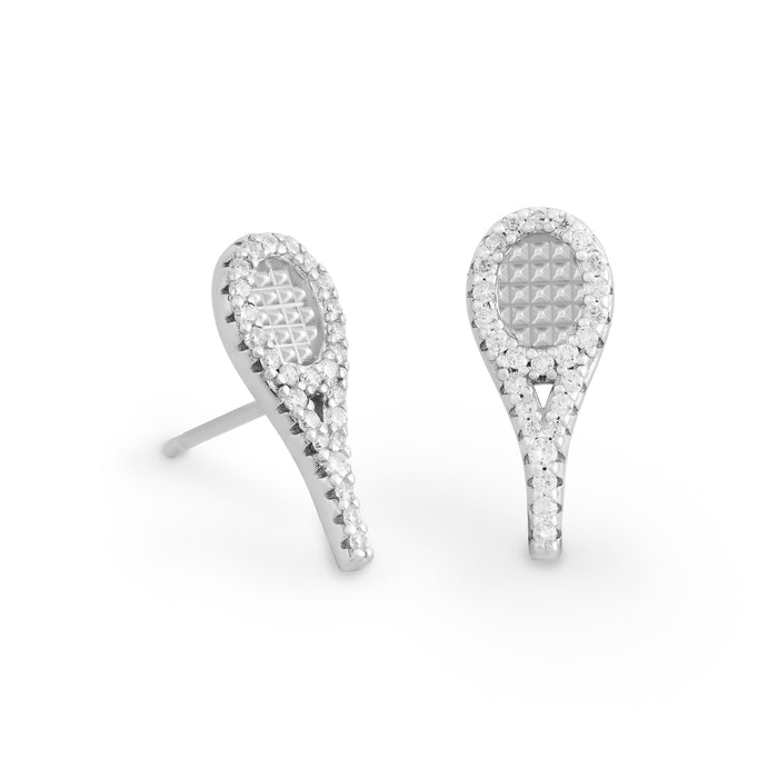 Brinco Raquete Moissanite Prata 925