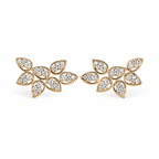Brinco Earcuff Vika Prata 925 ouro 18k ramo pétalas zircônia — Rubiê Joias