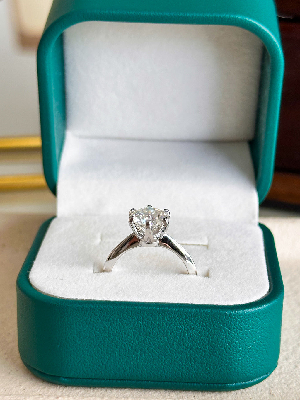 Anel Solitário Moissanite 8mm Prata 925
