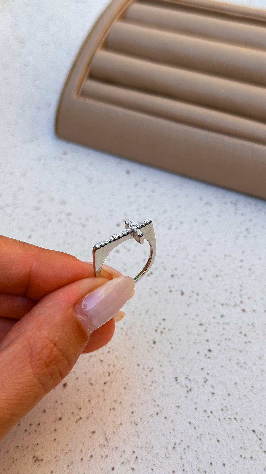 Anel Cruz Moissanite Prata 925