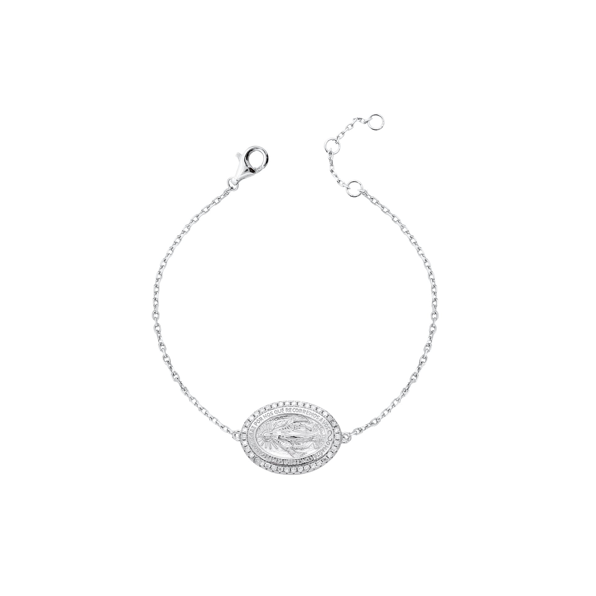 Pulseira Medalha Milagrosa Moissanite Prata 925