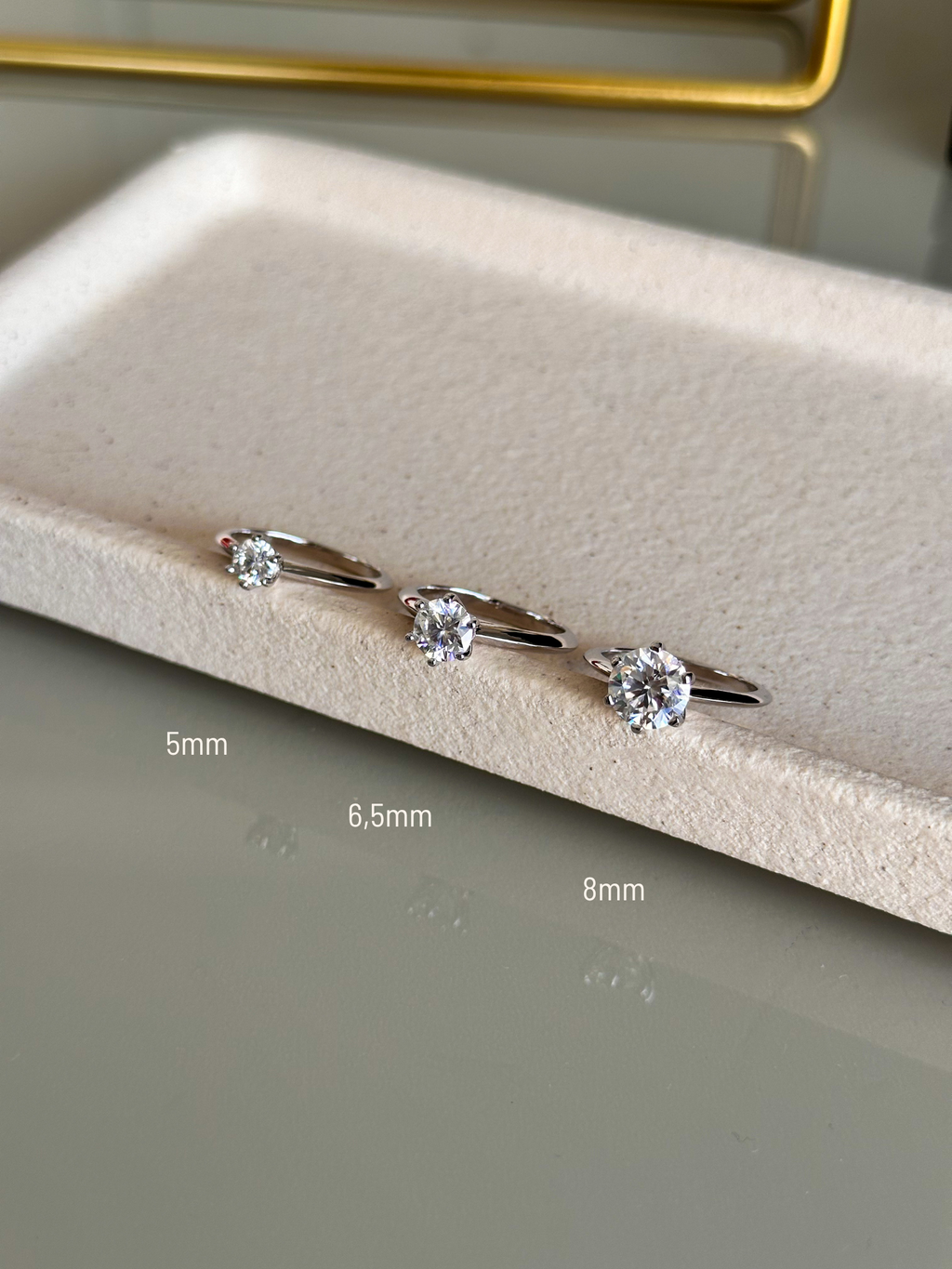 Anel Solitário Moissanite 5mm Prata 925