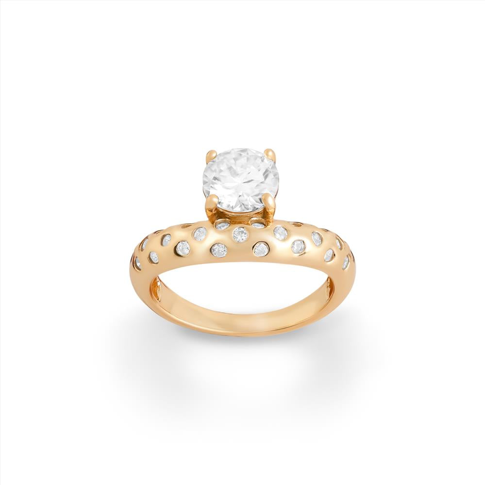 Anel Mônaco Moissanite Prata 925 ouro 18k cravação inglesa — Rubiê Joias