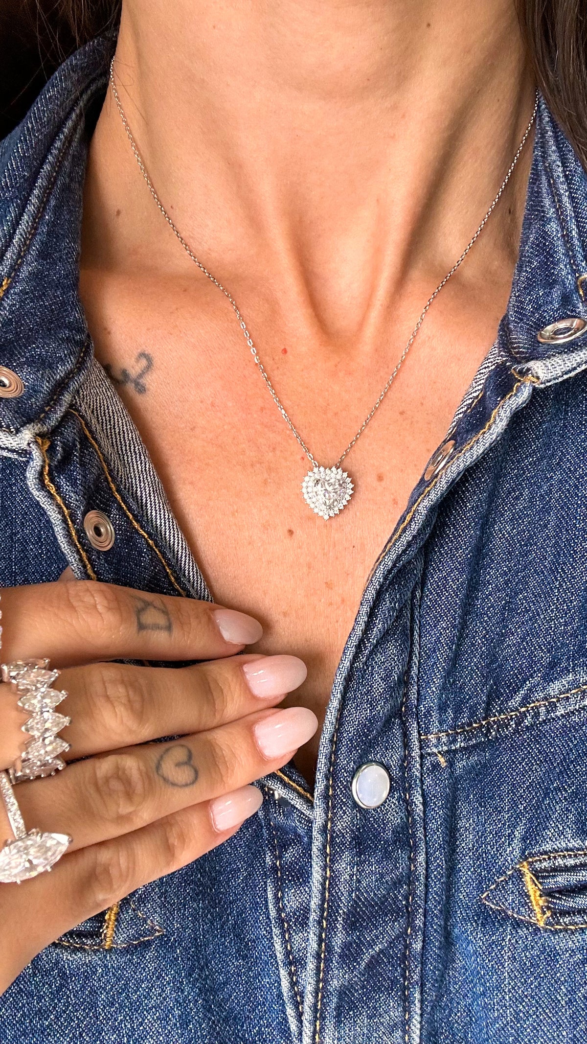 Colar Coração Moissanite Prata 925