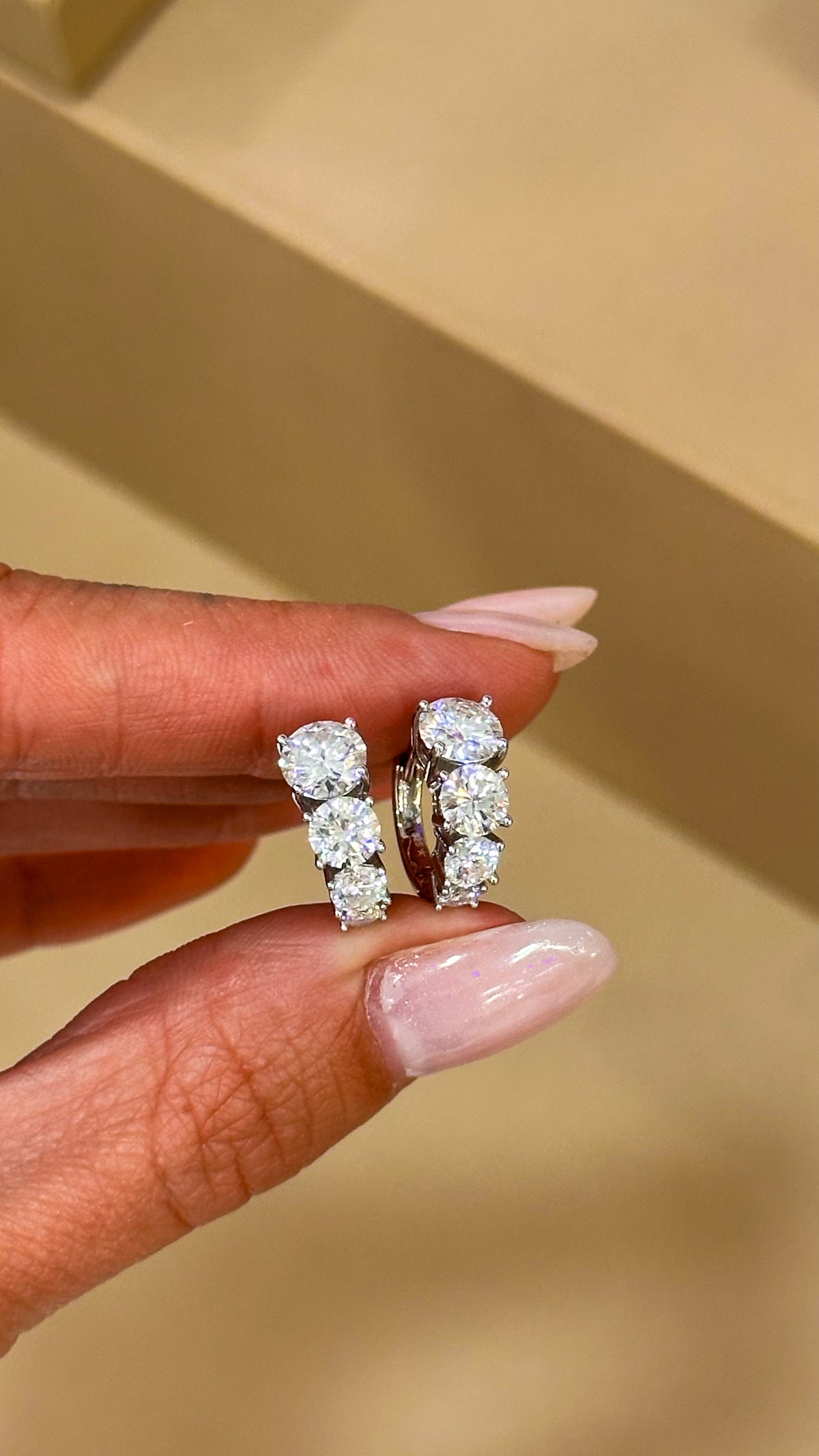 Brinco Argola Decrescente Moissanite Prata 925
