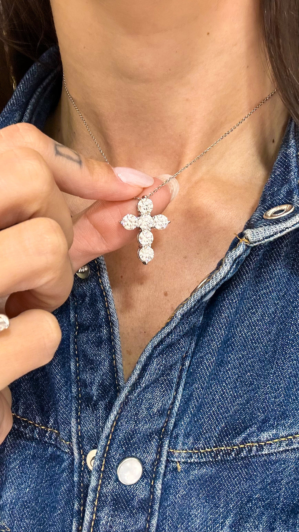 Colar Cruz Moissanite Prata 925