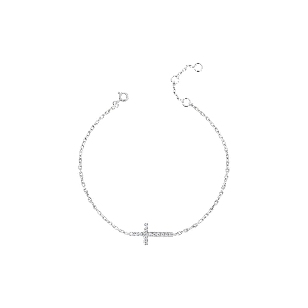 Pulseira Lumine Cruz Prata 925 microcravejada — Rubiê Joias