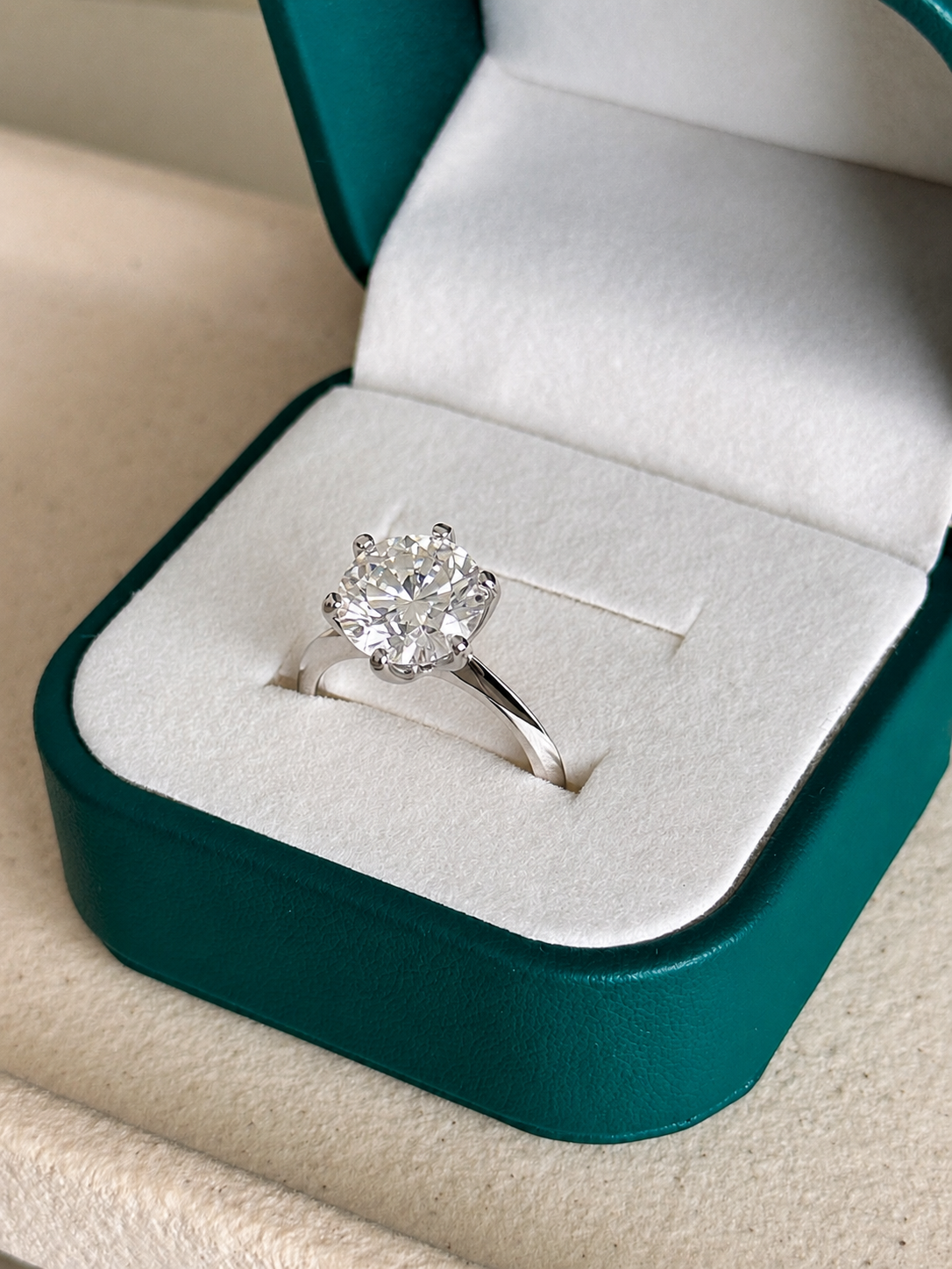 Anel Solitário 10mm Moissanite Prata 925