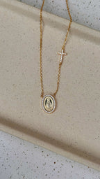 Colar Medalha Nossa Senhora com Cruz Moissanite Prata 925