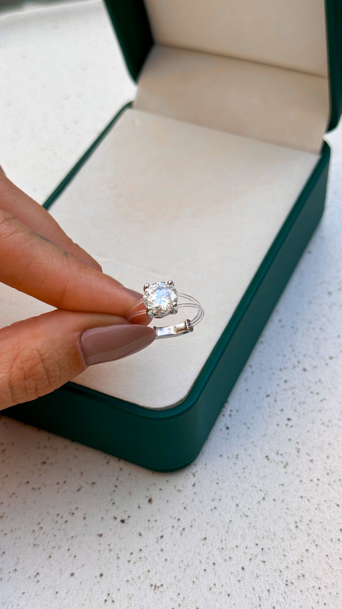 Anel Solitário Nylon 2ct Moissanite Prata 925