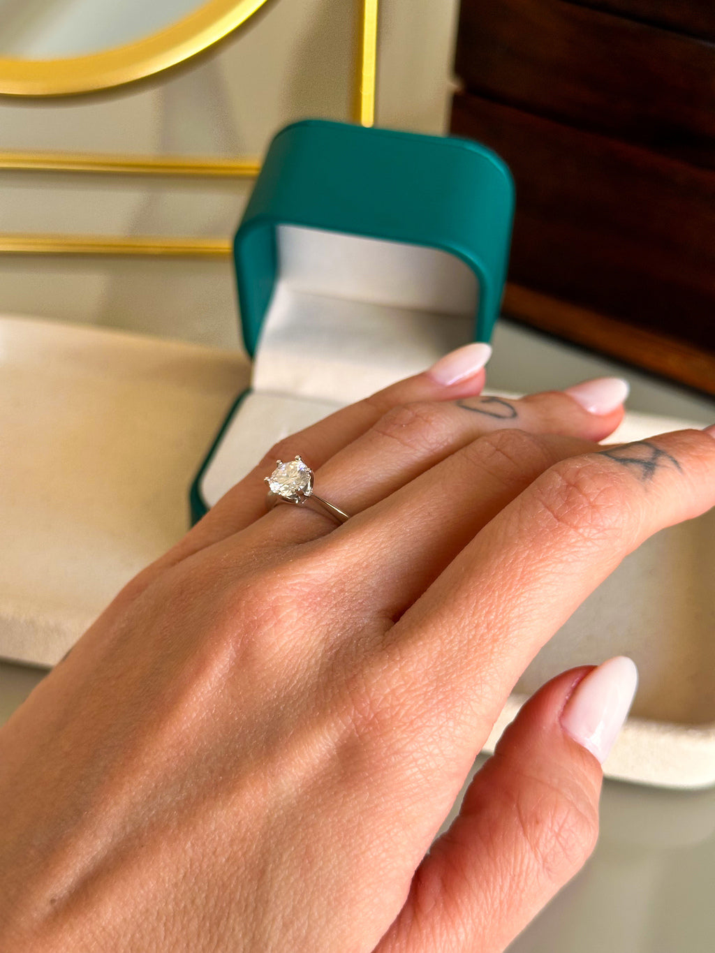 Anel Solitário Moissanite 6,5mm Prata 925