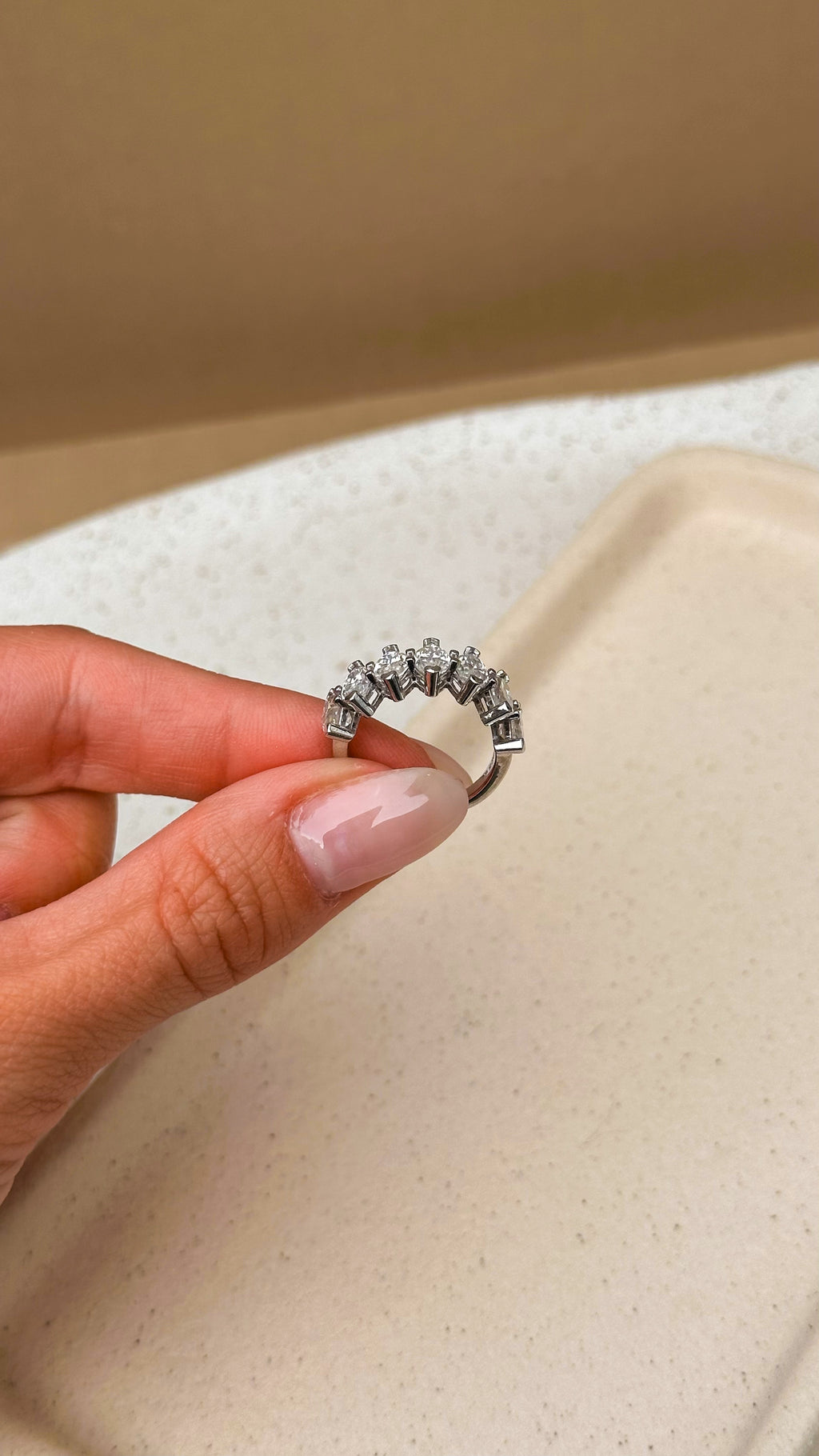 Anel Navete Moissanite Prata 925