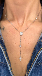 Colar Terço Moissanite Prata 925