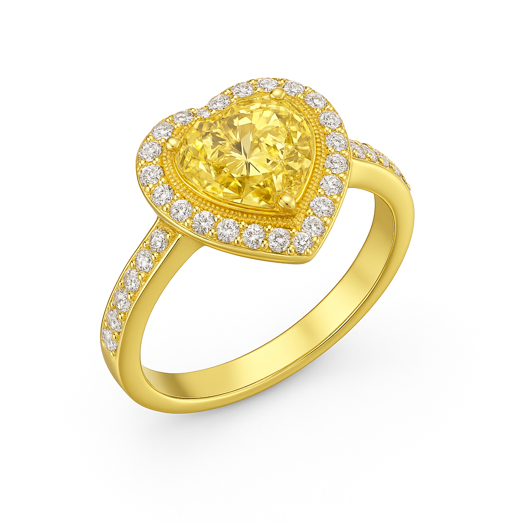 Anel Coração Yellow Prata 925