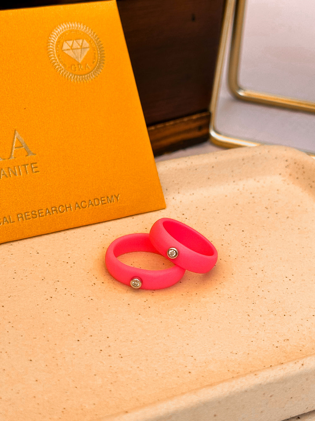 Anel Silicone Pink Moissanite Prata 925