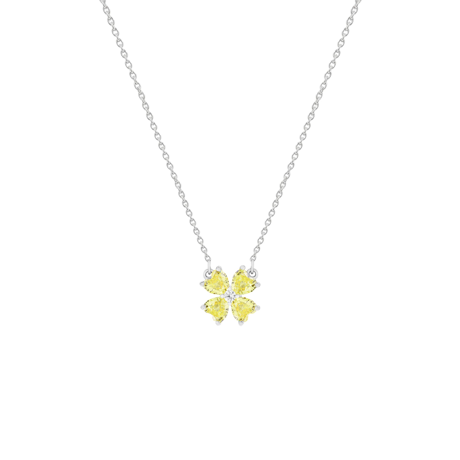Colar Trevo Yellow Fancy Prata 925