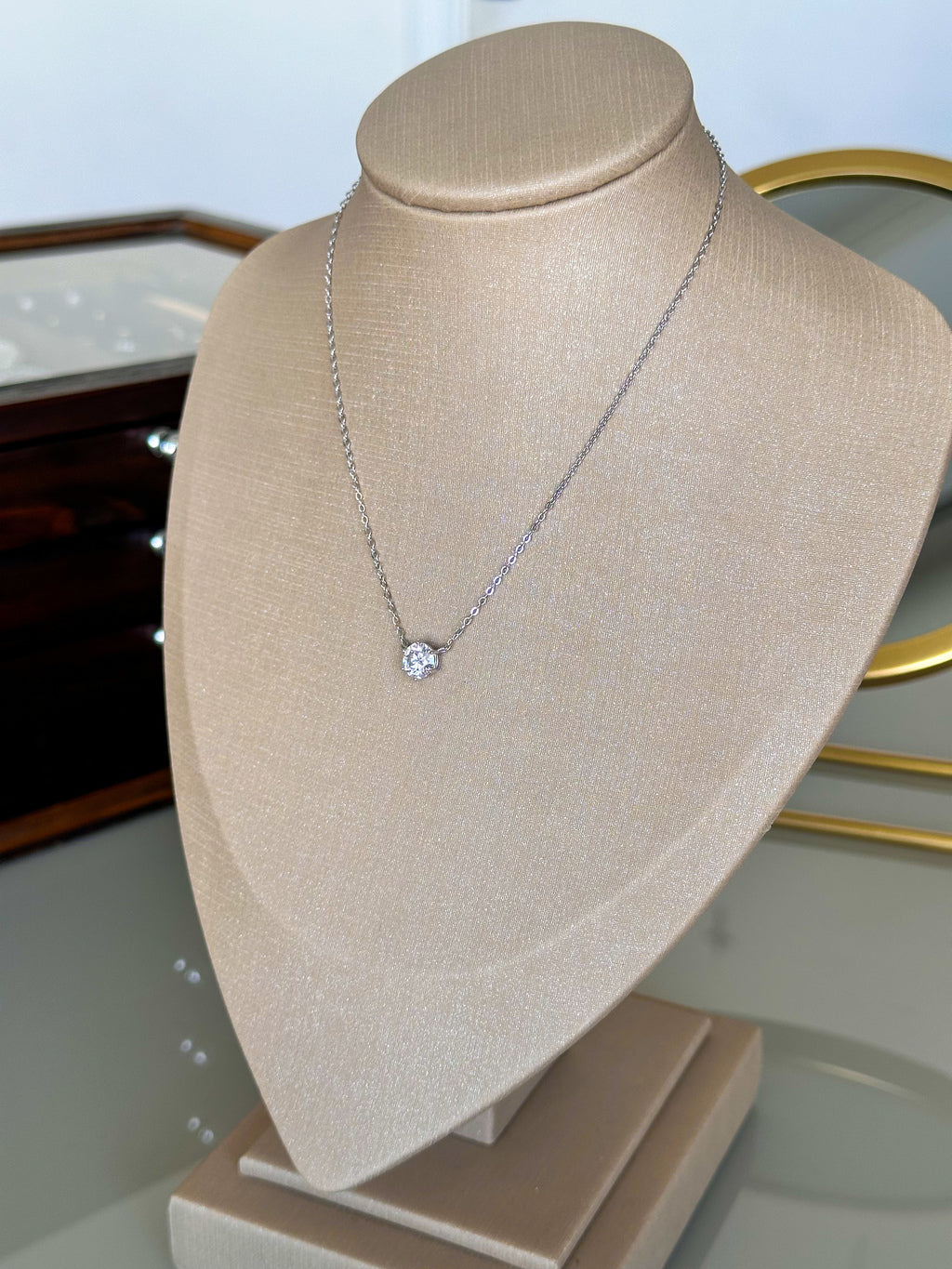 Colar Esme Moissanite 6,5mm Prata 925