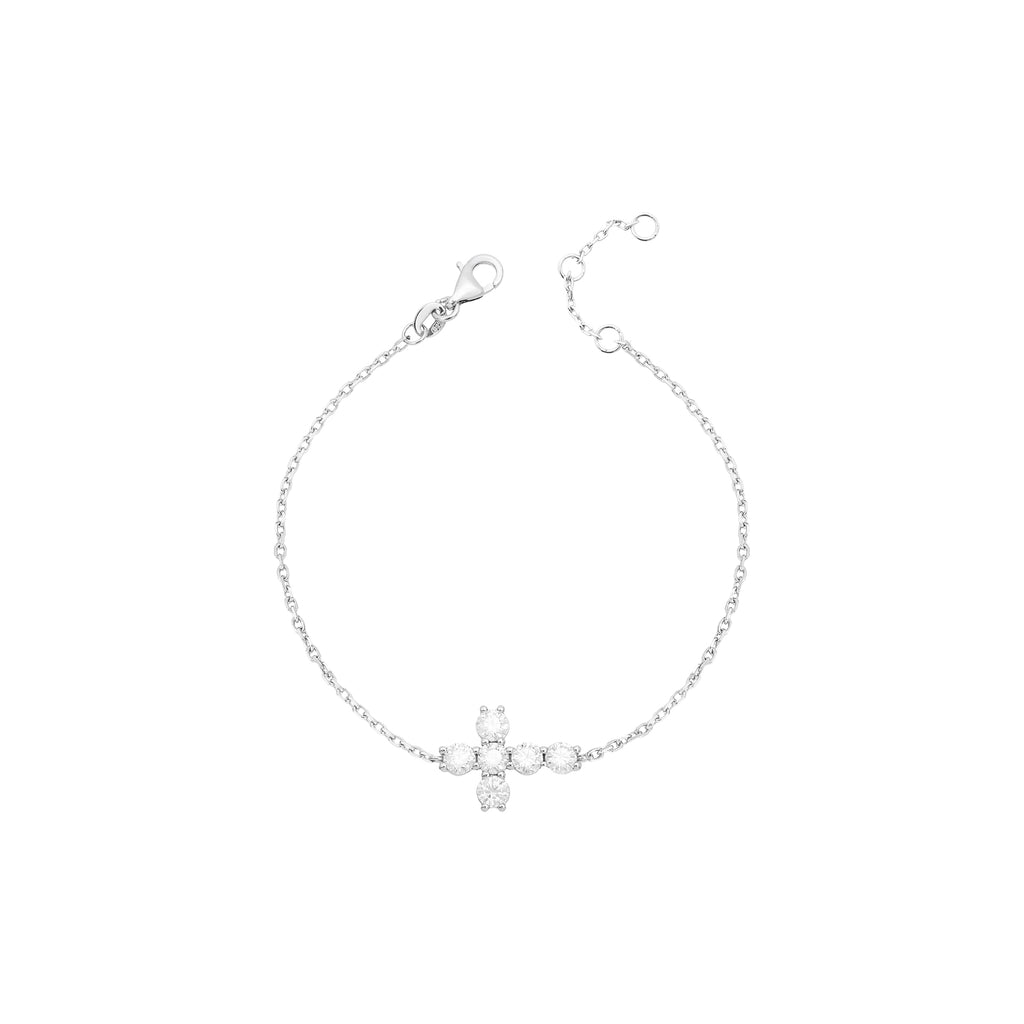 Pulseira Cruz Moissanite Prata 925