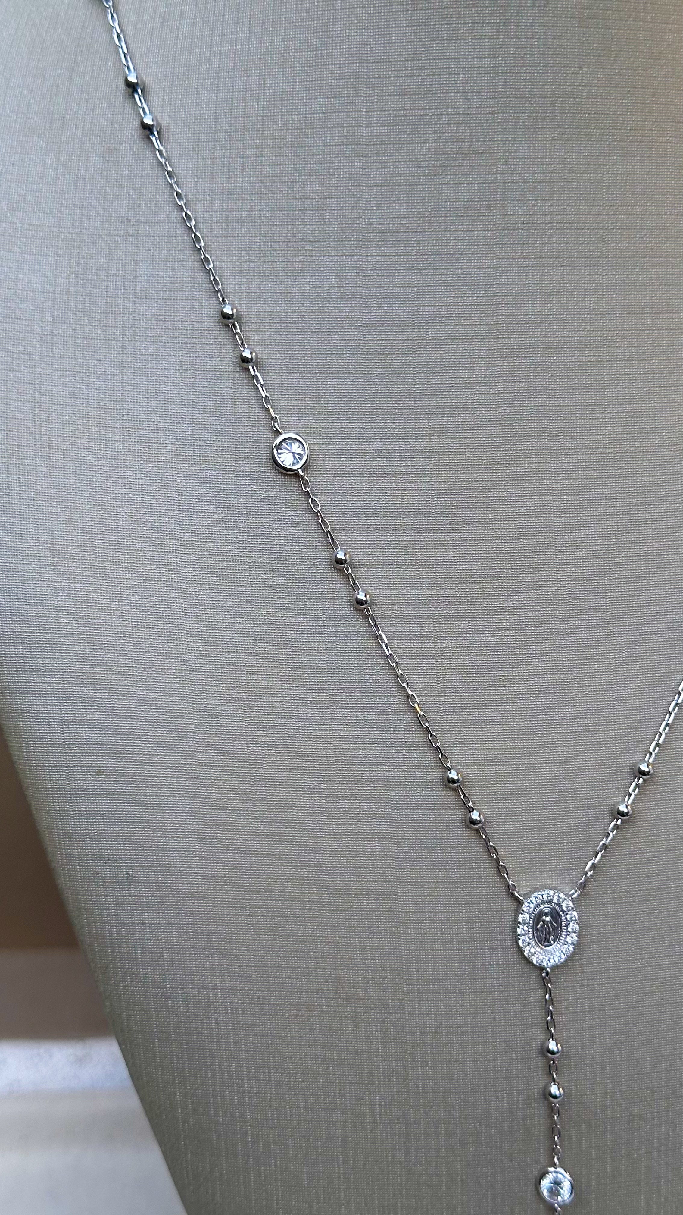Colar Terço Moissanite Prata 925