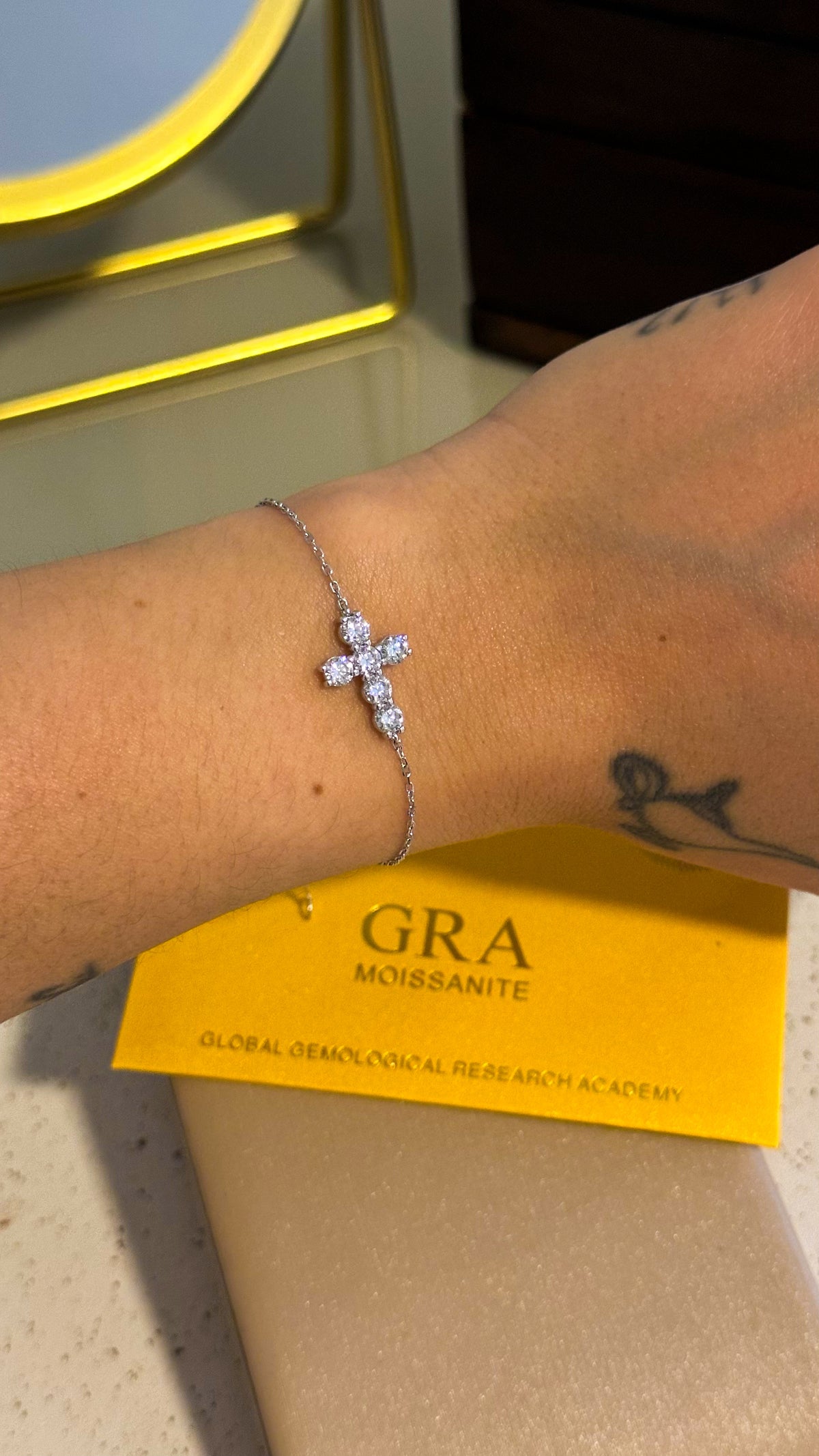 Pulseira Cruz Moissanite Prata 925