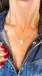Colar Medalha Milagrosa Moissanite Prata 925