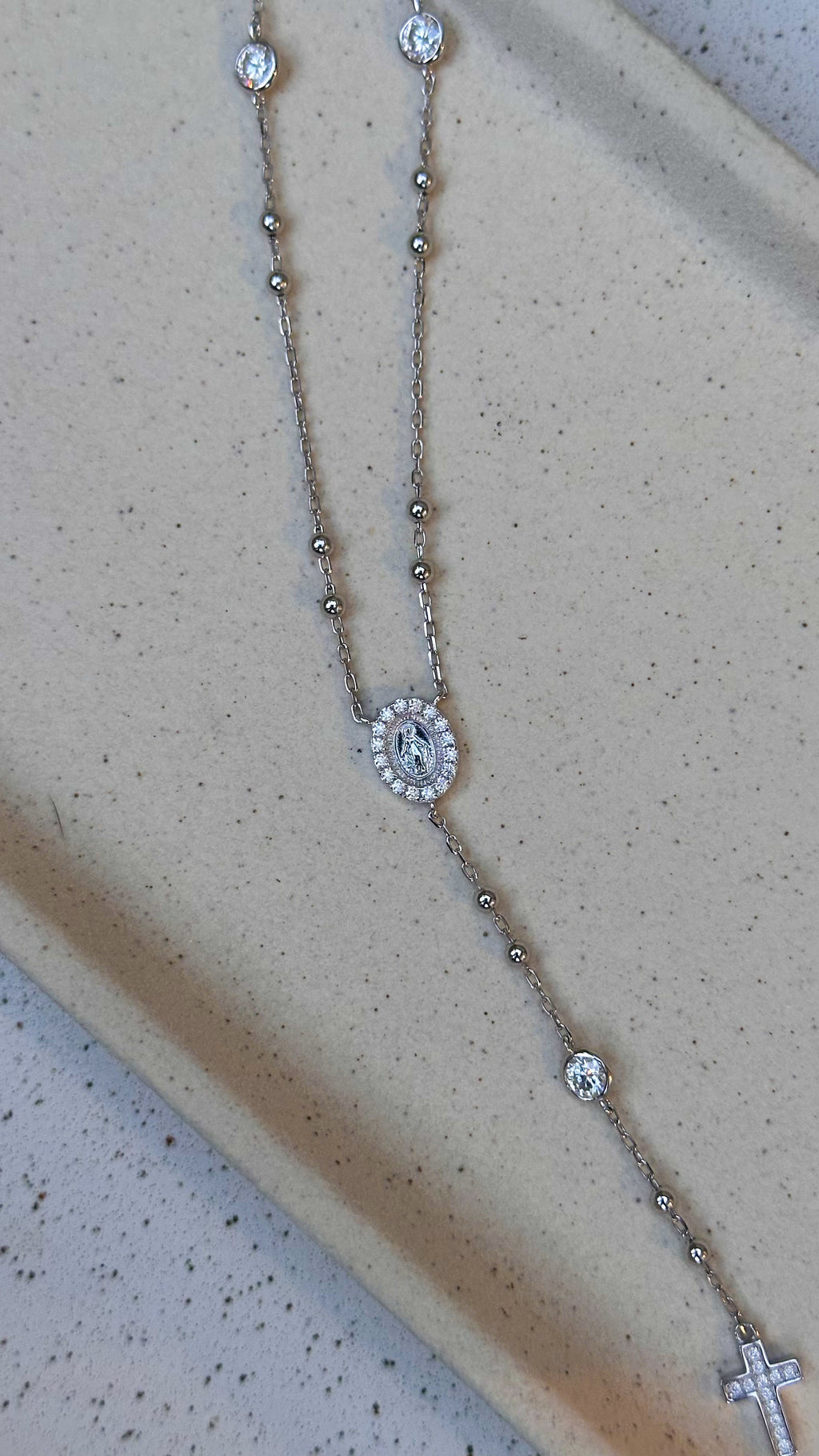 Colar Terço Moissanite Prata 925