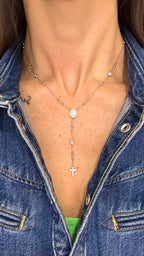 Colar Terço Moissanite Prata 925