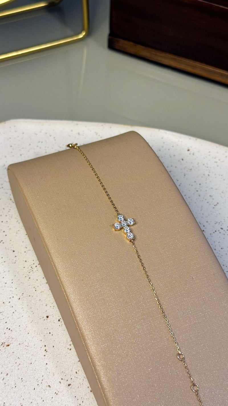 Pulseira Cruz Moissanite Prata 925