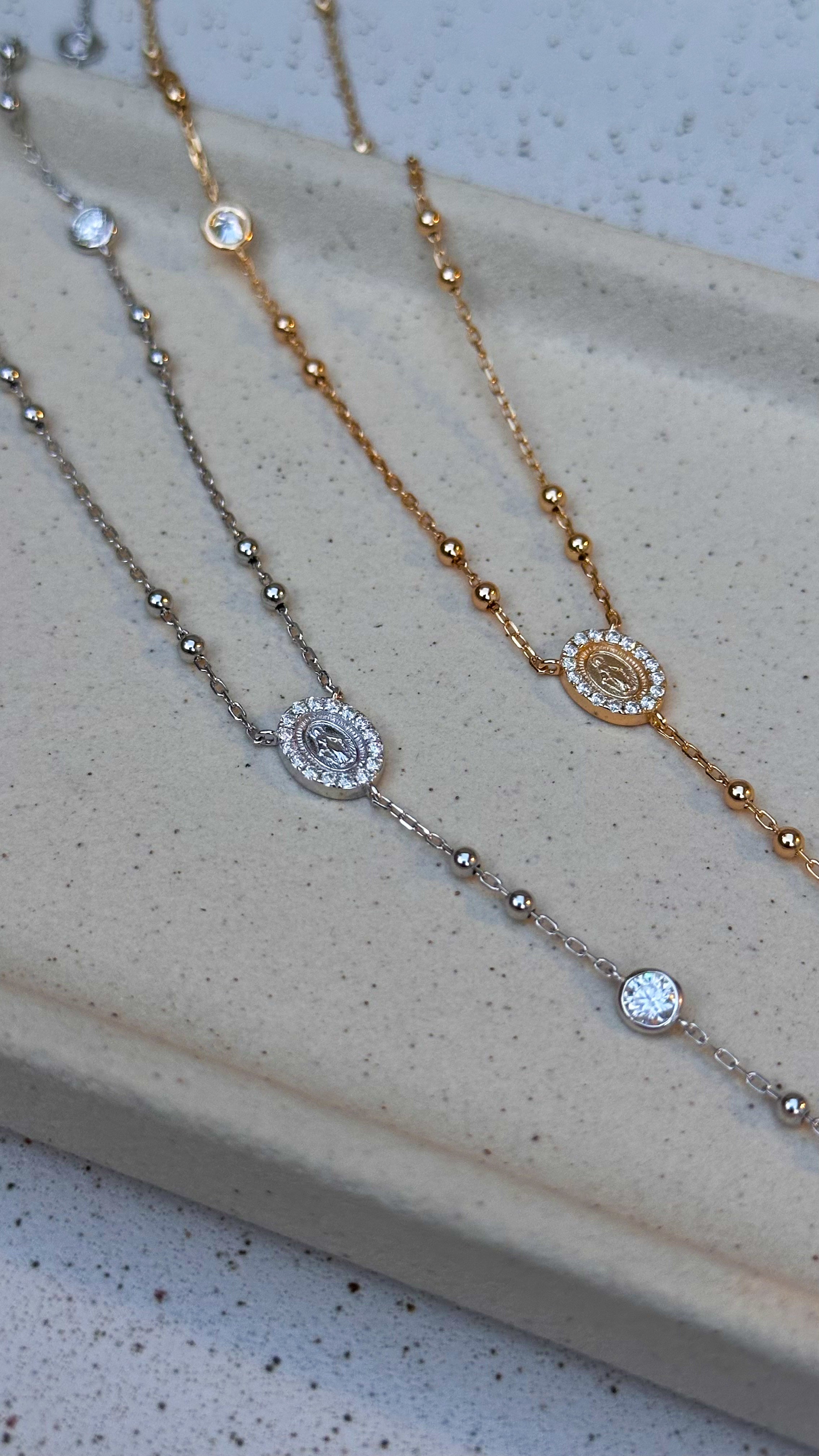 Colar Terço Moissanite Prata 925