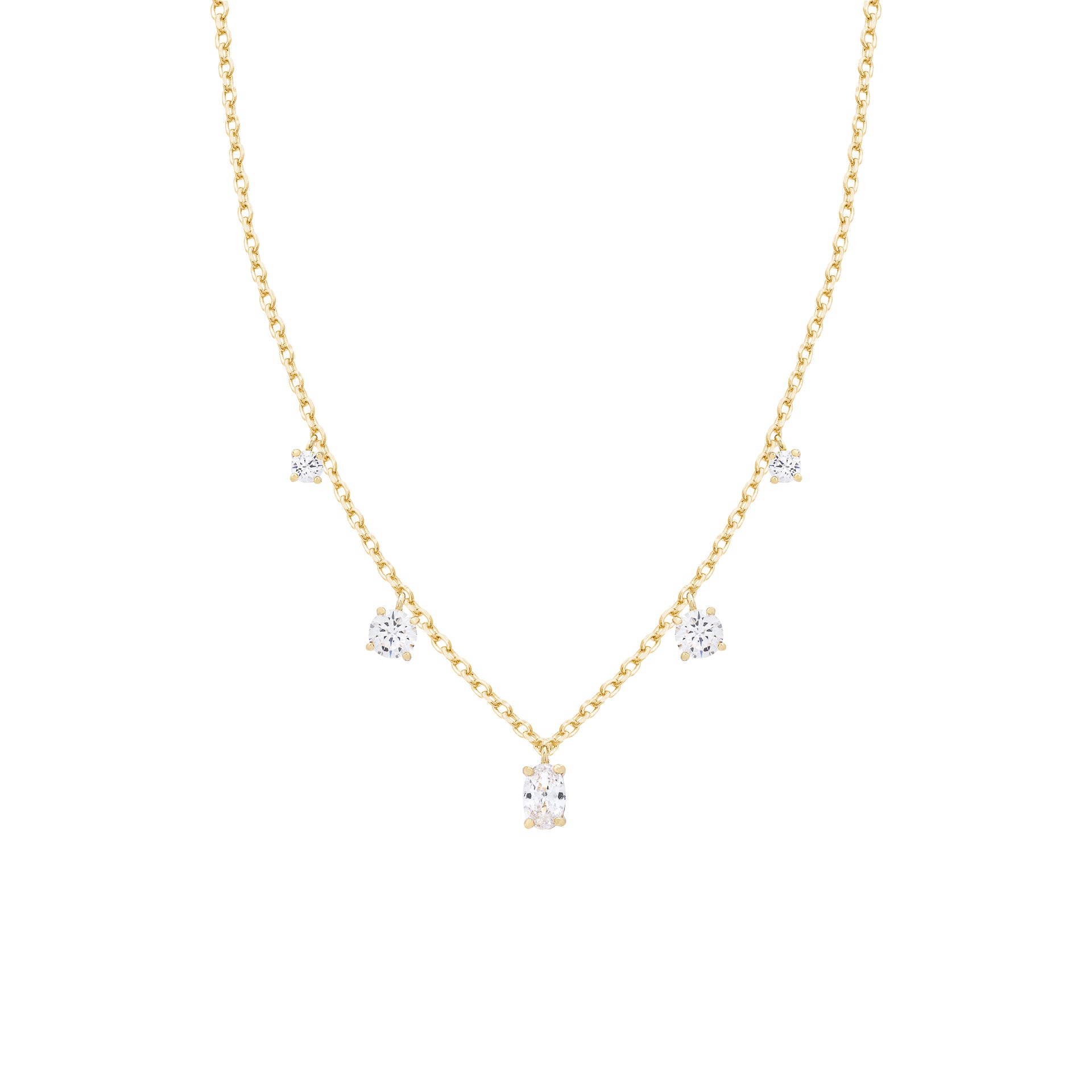 Colar Gotas Oval Prata 925