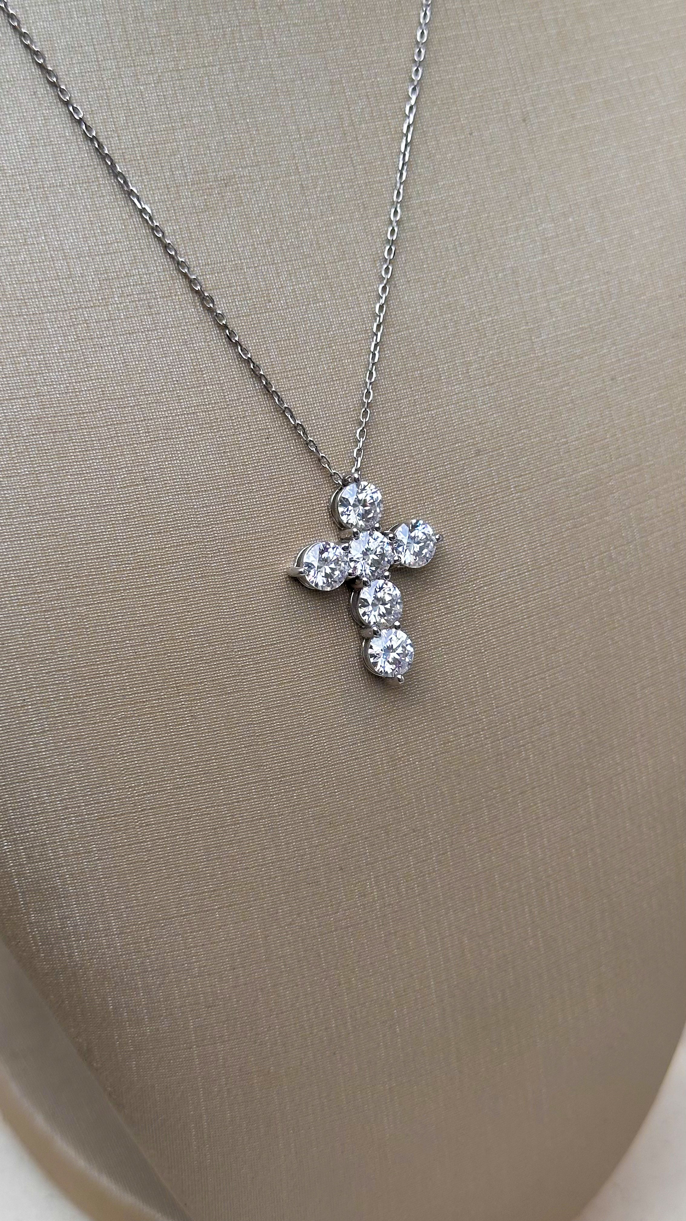 Colar Cruz Moissanite Prata 925
