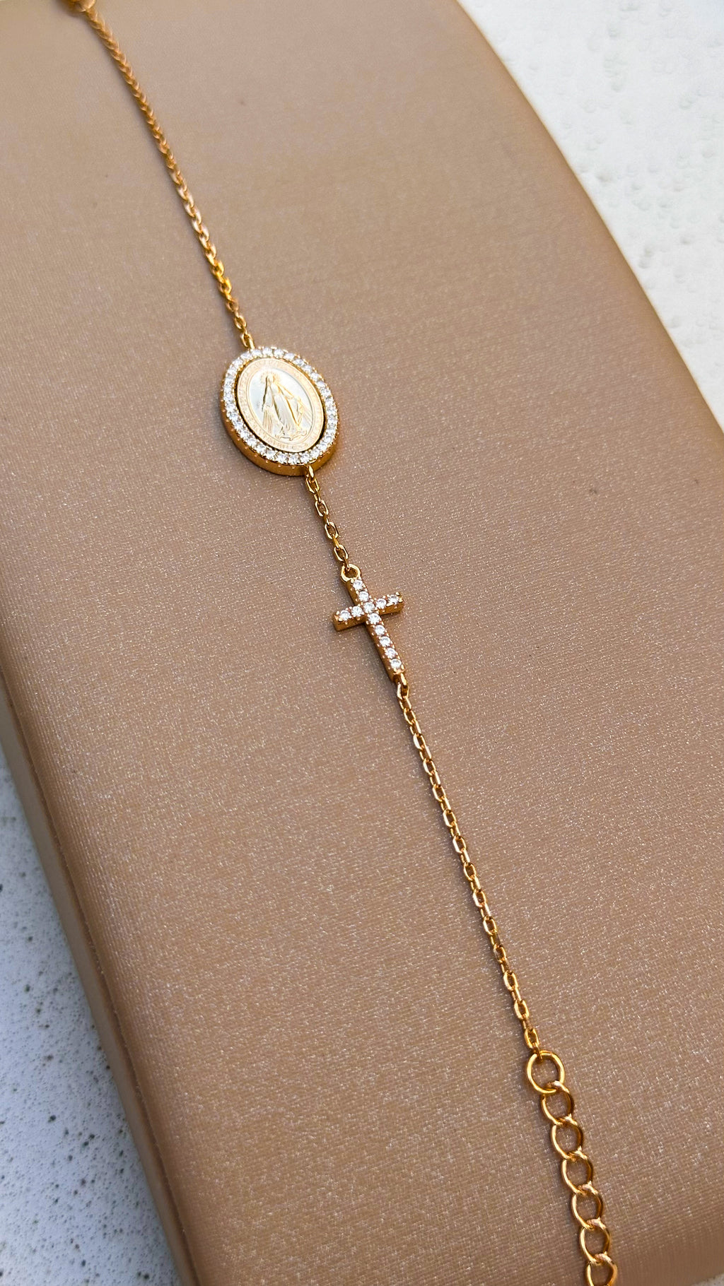 Pulseira Medalha Cruz Moissanite Prata 925