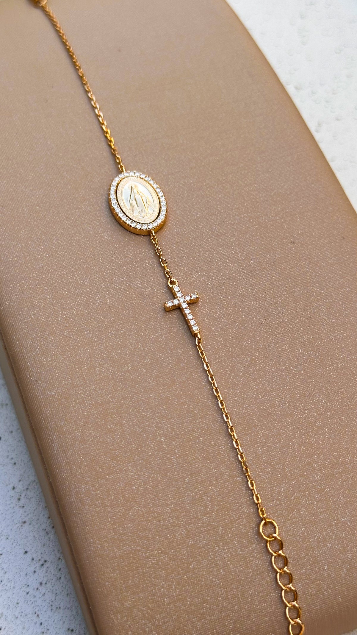 Pulseira Medalha Cruz Moissanite Prata 925