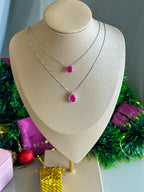 Colar Clair Safira Pink Prata 925