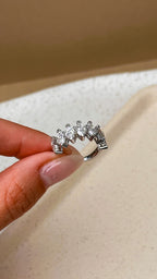 Anel Navete Moissanite Prata 925