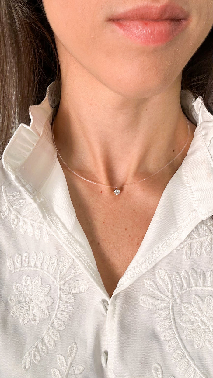 Colar Nylon 0,5ct Moissanite Prata 925