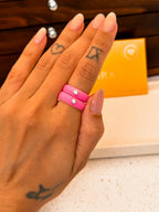 Anel Silicone Pink Moissanite Prata 925