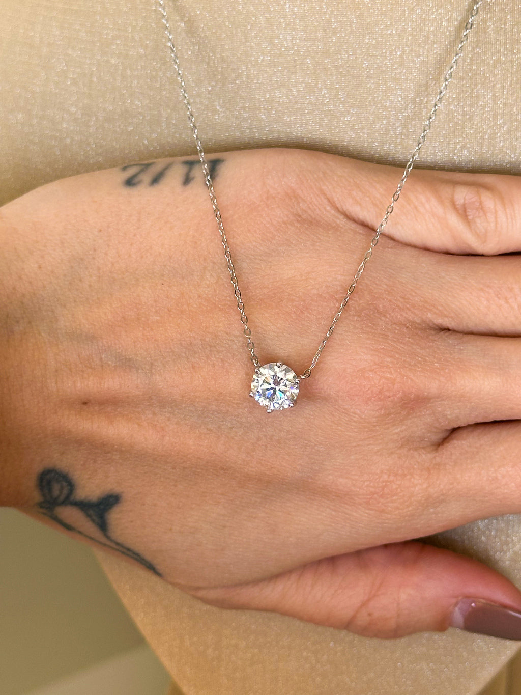 Colar Esme Moissanite 8mm Prata 925