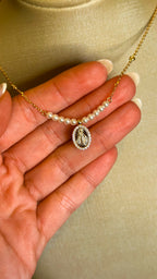 Colar Medalha com Pérolas Moissanite Prata 925