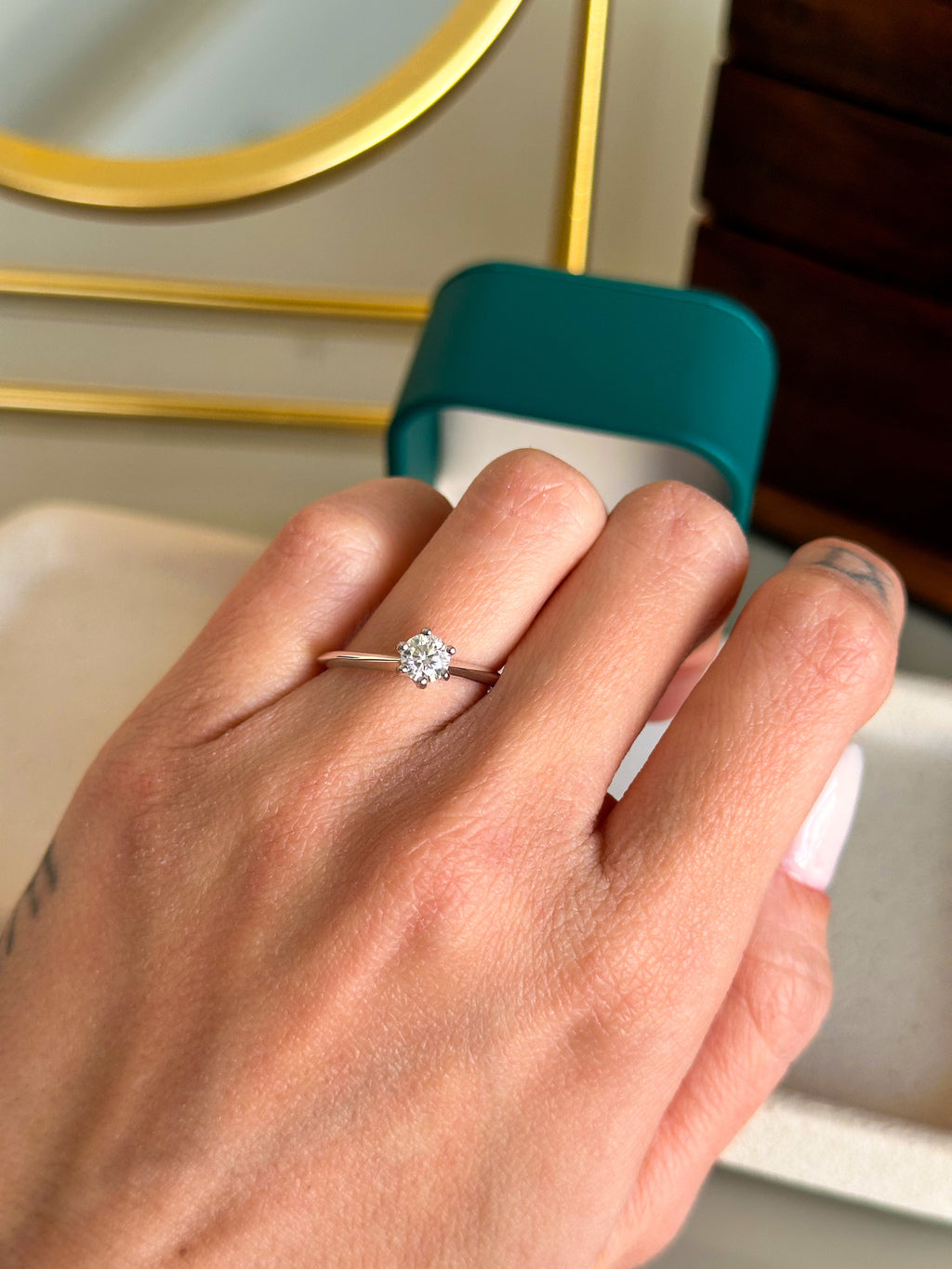 Anel Solitário Moissanite 5mm Prata 925