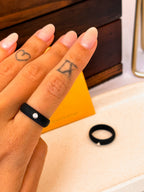 Anel Silicone Black Moissanite Prata 925